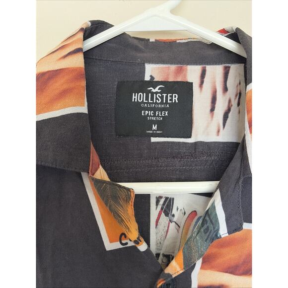 Hollister Snapshot Photos California Epic Flex Casual Stretch Button Up Shirt M - Picture 6 of 8